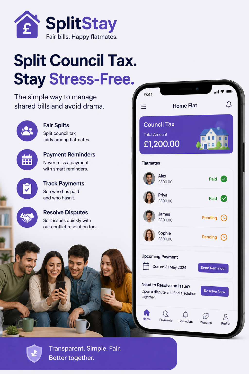 Council Tax Sharing app for Flatmates